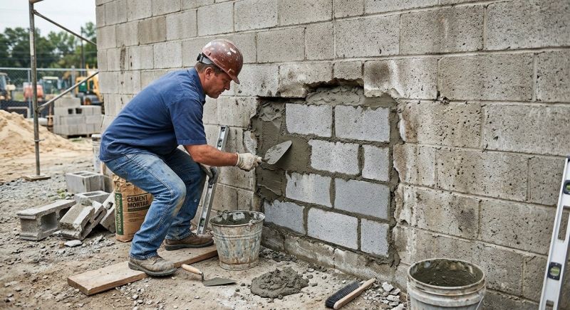 Cinder Block Wall Repair in Byron, GA
