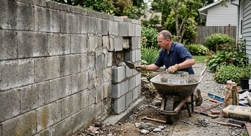 Cinder Block Wall Repair in Warner Robins, GA
